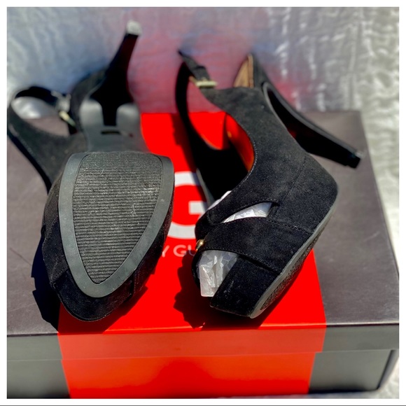 Guess NWB “Cathy” Platform Stiletto Heels Almond Peep Toe Slingback Shoes - Picture 16 of 16